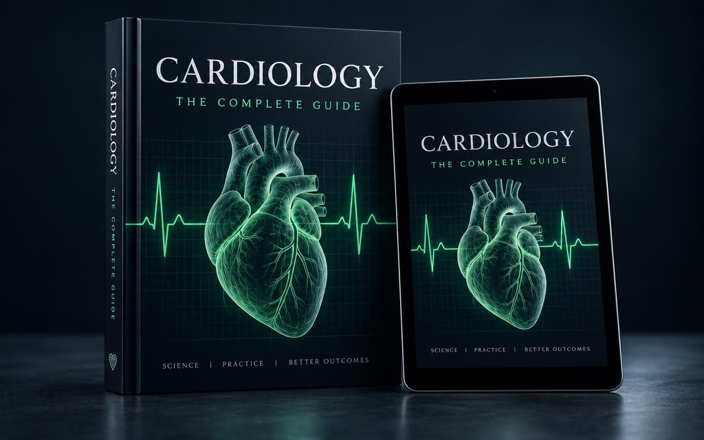 Cardiology: The Complete Guide shown as a book and tablet